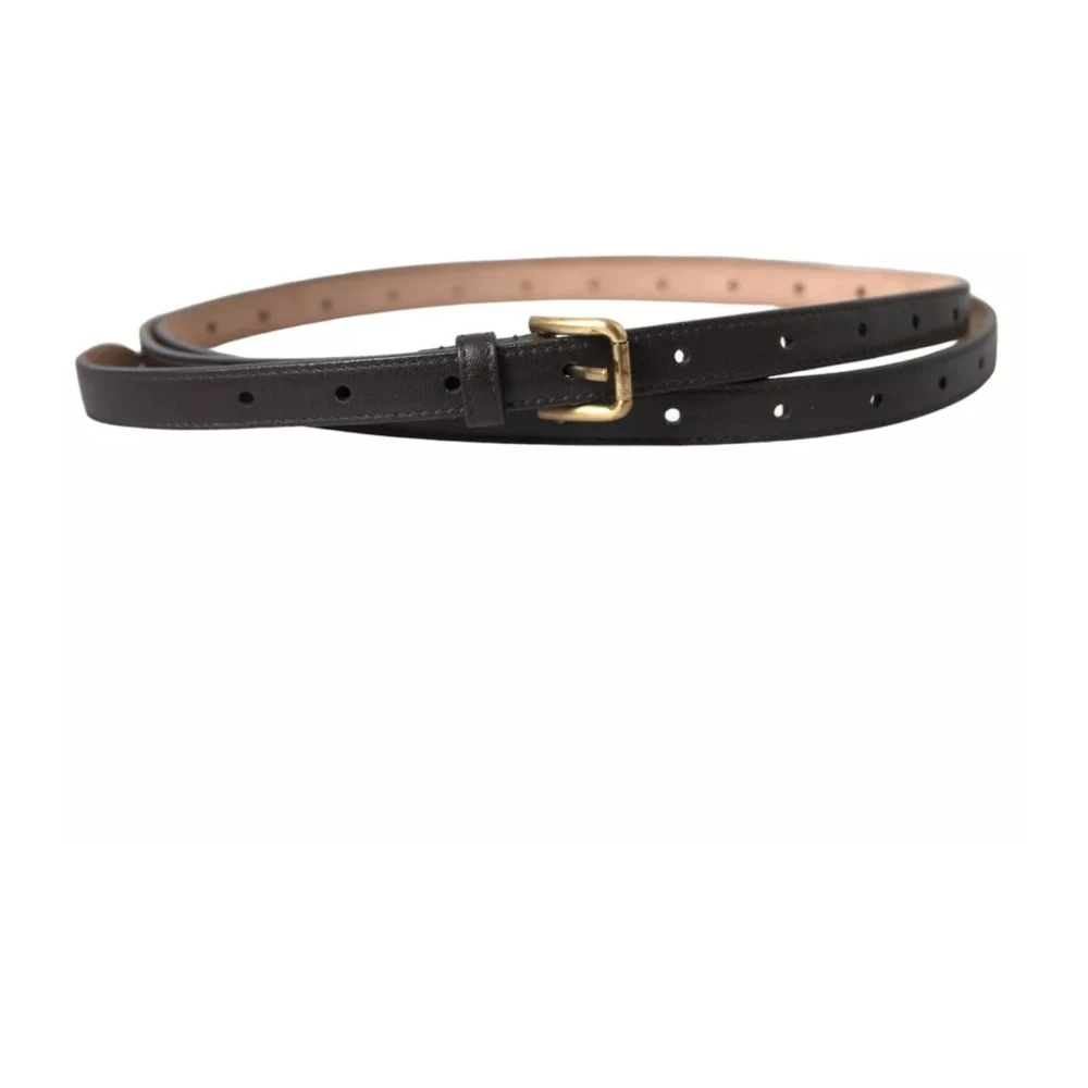 Dolce & Gabbana Zwarte leren taille riem met logogesp Brown Dames