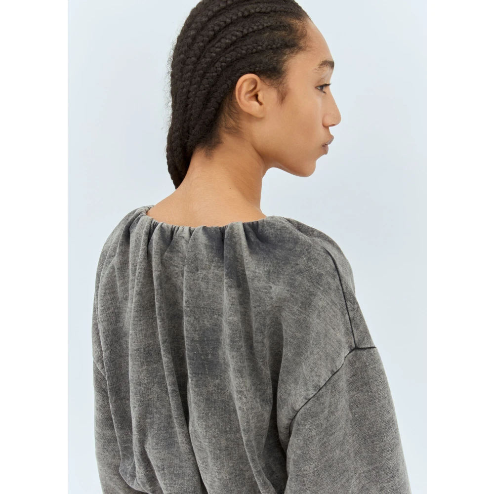 Diesel Sweatshirt van gewassen katoenen jersey met ballonzoom Gray Dames