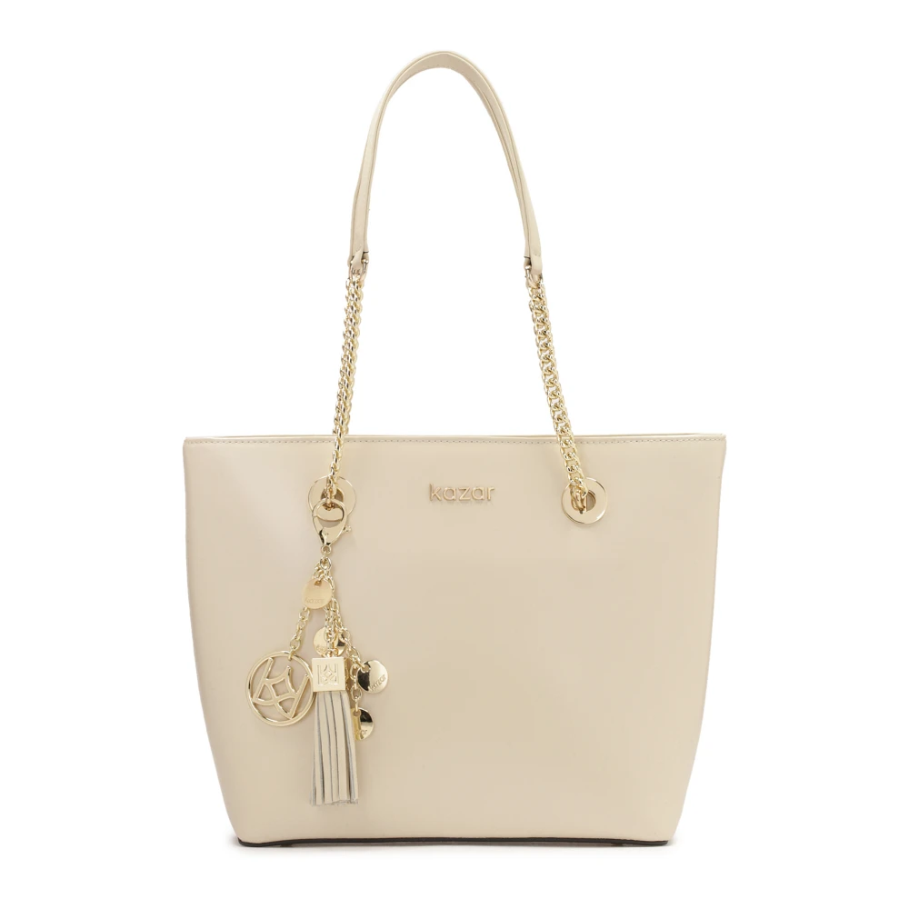Kazar Grote schoudertas met sleutelhanger Beige Dames