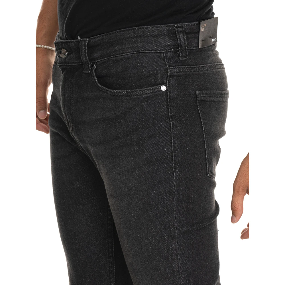 Boss Denim Jeans met Chroom Staal Logo Gray Heren