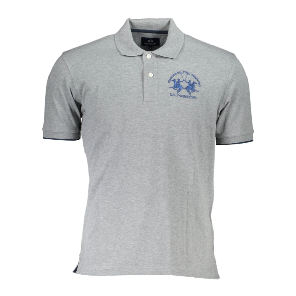 La Martina Men's Gray Polo Shirts,, Short Sleeve Polo Shirt Grey 2XL