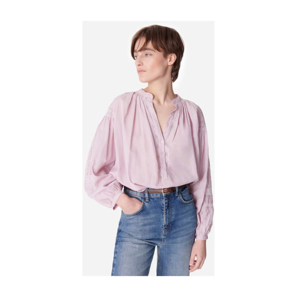 Vanessa Bruno Romantische Blush Blouse met Kantdetails Pink Dames