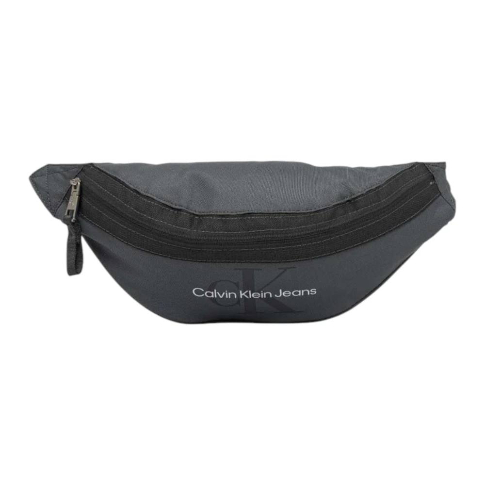 Calvin Klein Grijze Polyester Rits Tas met Binnen Zakken Gray Heren