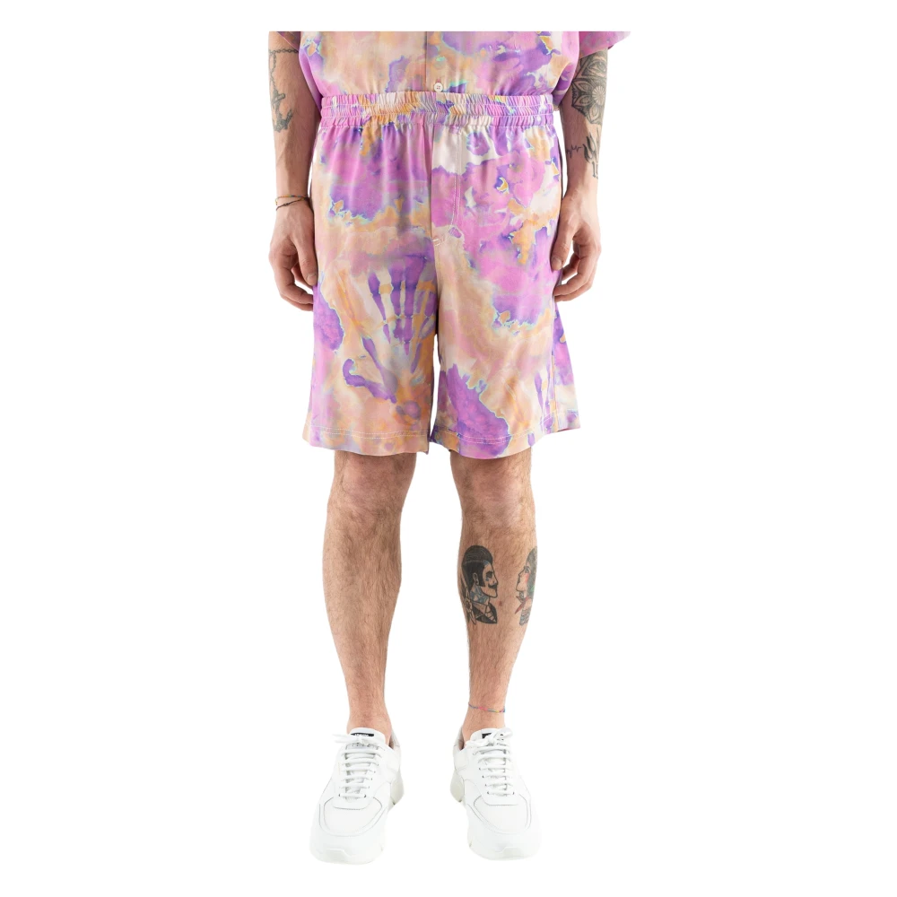 Msgm Uomo Viola Shorts Tie Dye
