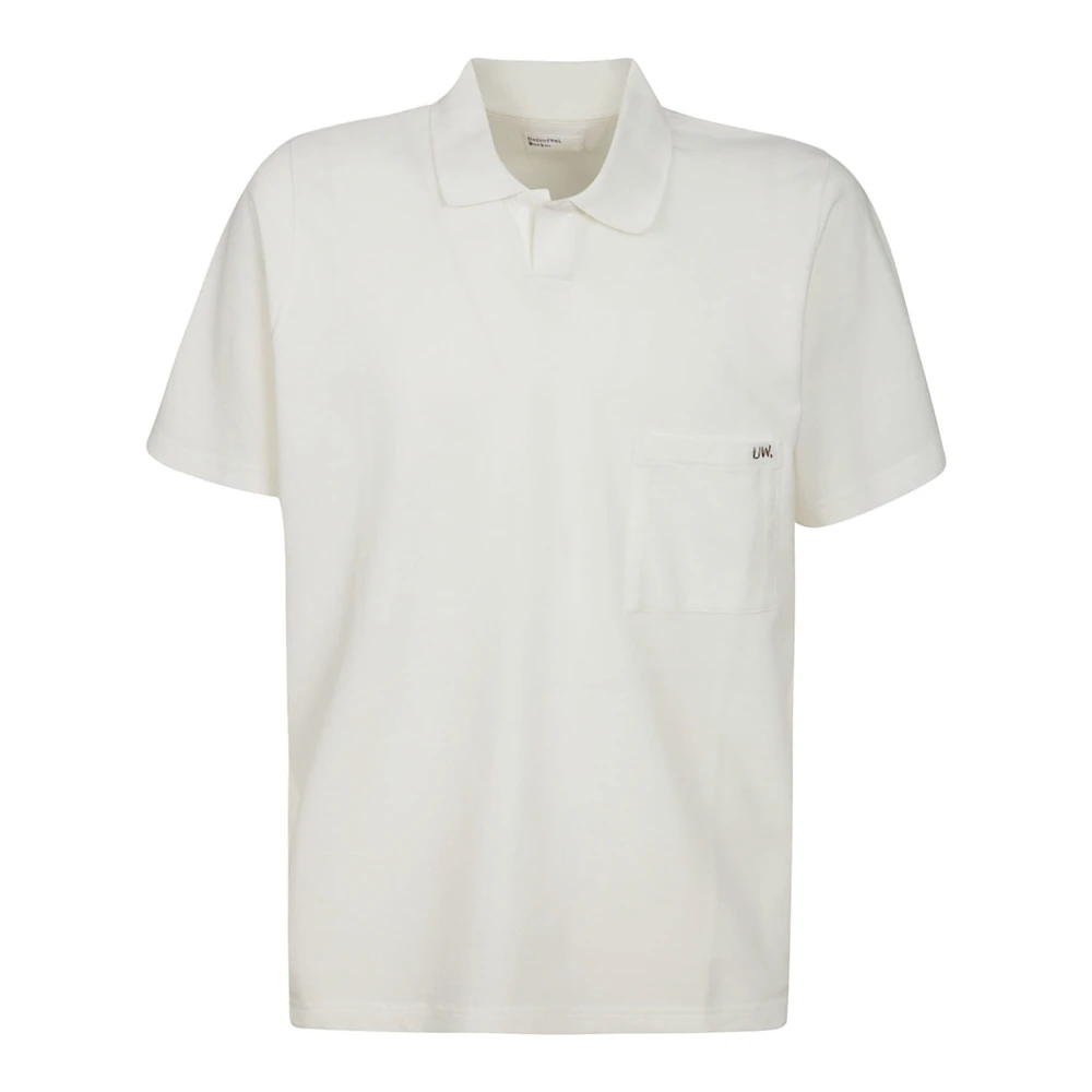 Universal Works Katoenen poloshirt met logodetail White Heren