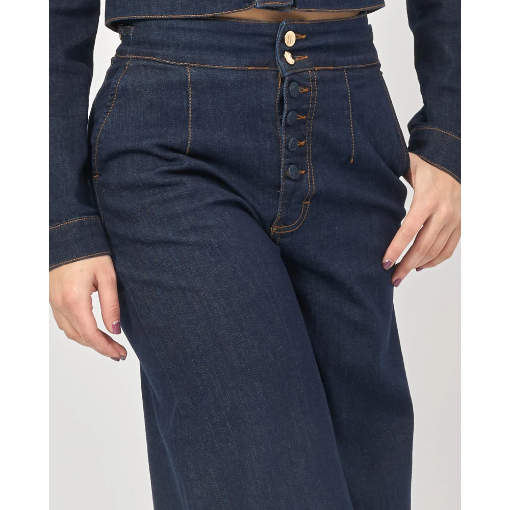 Fracomina Donkere Wassing Wide Leg Palazzo Jeans Blue Dames