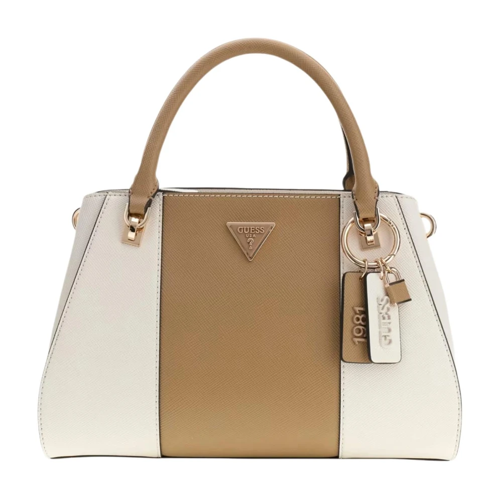 Guess Women's Beige Handbags, One Size, Noelle Ii Sml Multi Comp Stchl