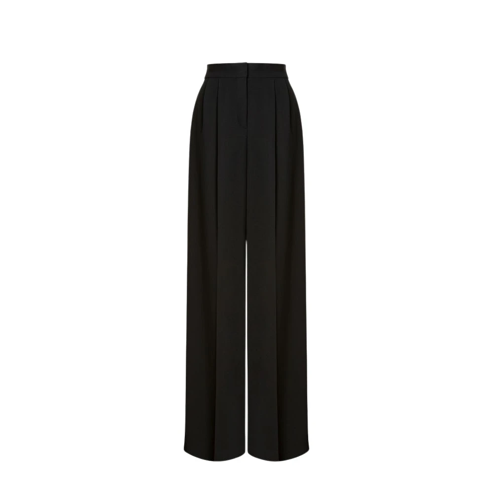 Alberta Ferretti Women's Black Wide Trousers, Xs, Fluid Stretch Cady Trousers