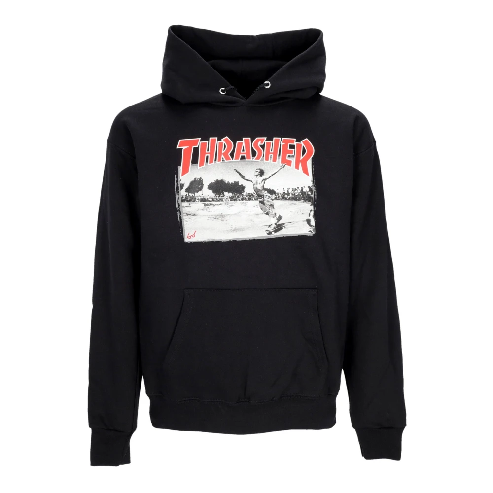 Thrasher Zwarte hoodie met verstelbare capuchon en voorzak Black Heren