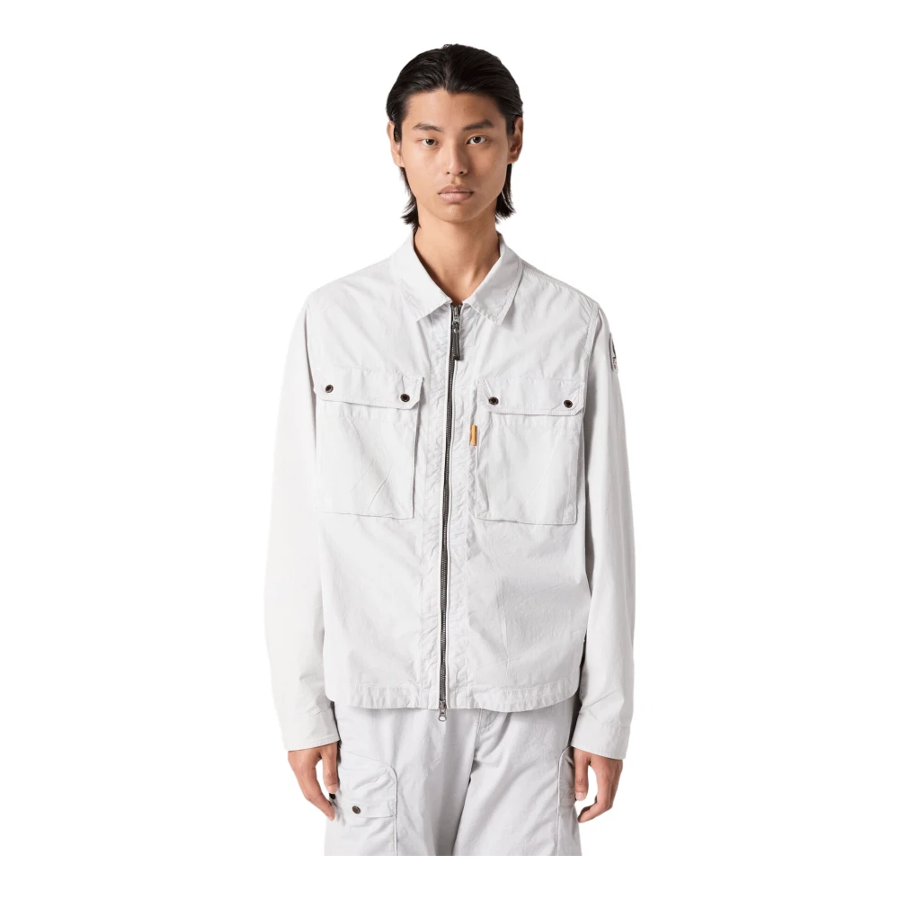 Parajumpers Gabardine Katoenen Overshirt in Zilver White Heren