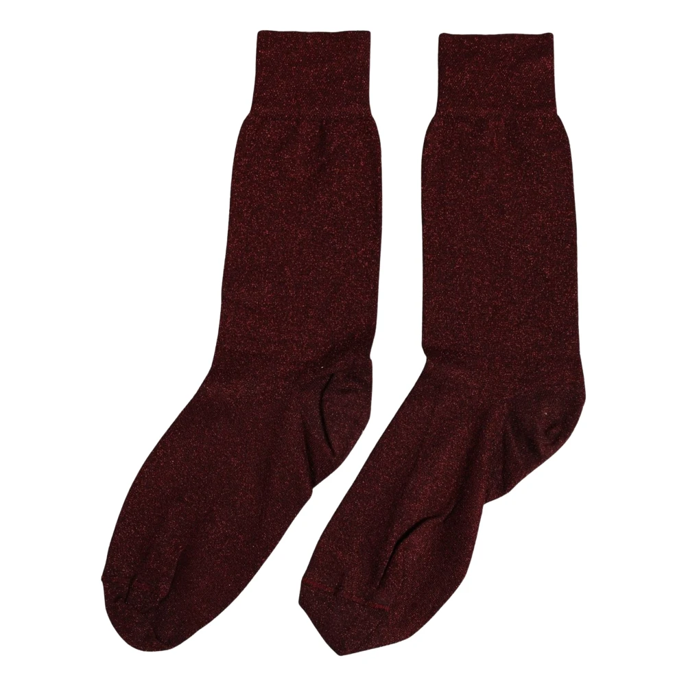 Dolce & Gabbana , Socks, Female, Red, One Size, Burgundy Viscose Mid Calf Accessory Socks - Image 1