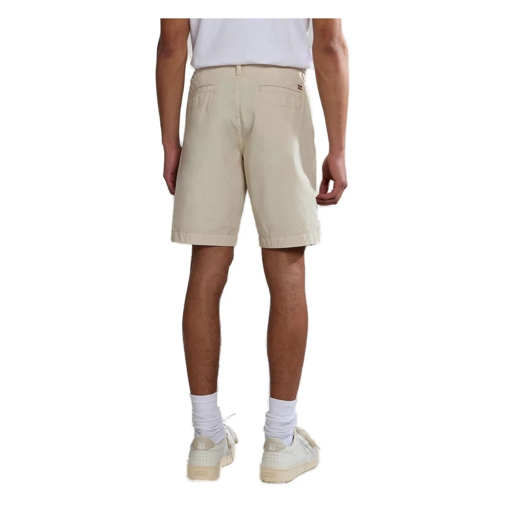 Napapijri Beige Katoenen Knoop Shorts Beige Heren