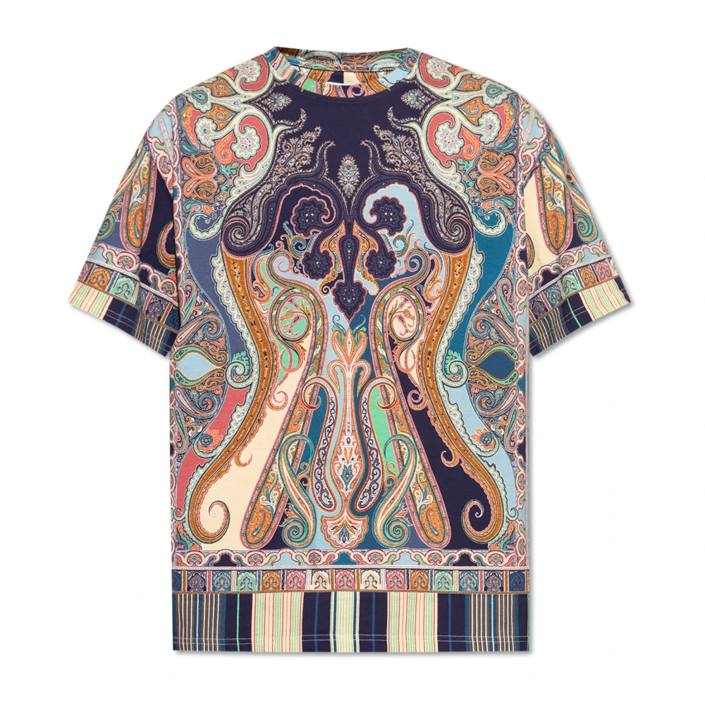 ETRO Effen T-shirt Geen Logo Multicolor Heren
