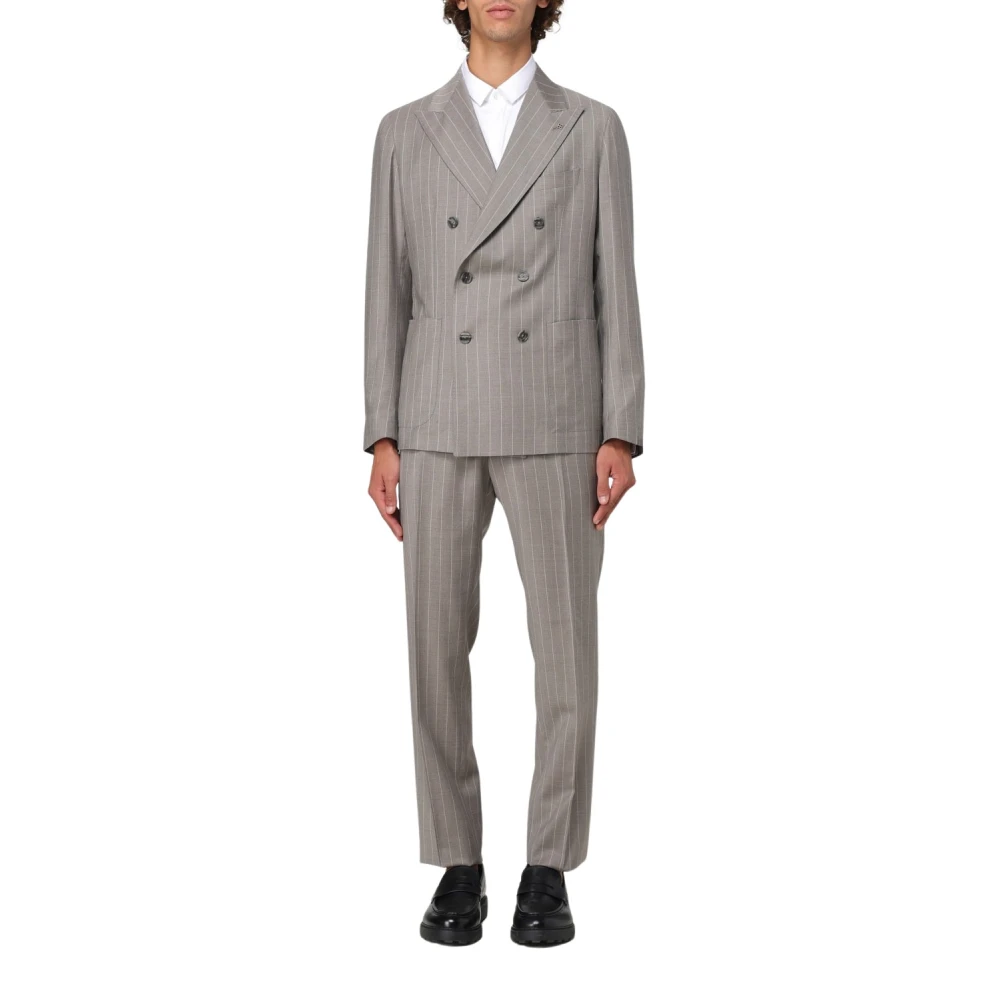 Tagliatore Dubbelborstig gestreept pak Gray Heren