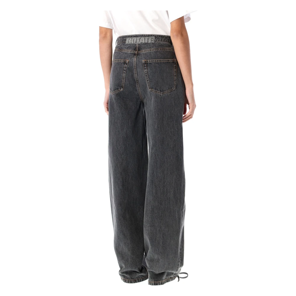 Rotate Birger Christensen Denim Broek met Veterdetails Black Dames