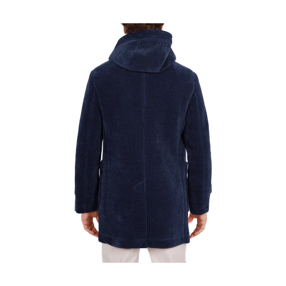 Distretto12 Blauwe Corduroy Hoodiejas met Rits Blue Heren