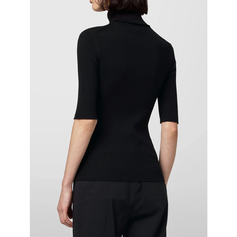 alpha industries Zwarte Merinowol Geribbelde Coltrui Sweater Black Dames