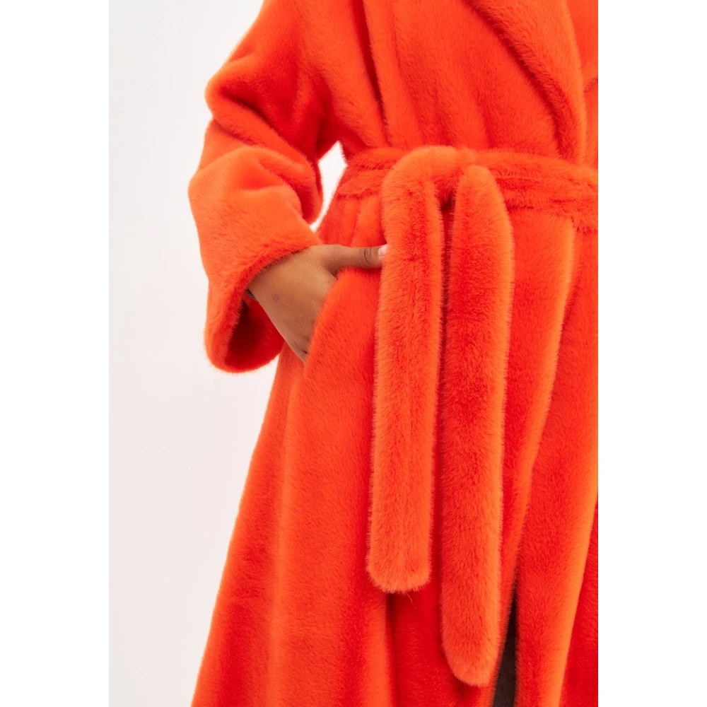 Cesare Gaspari Luxe Faux Fur Winterjas Orange Dames