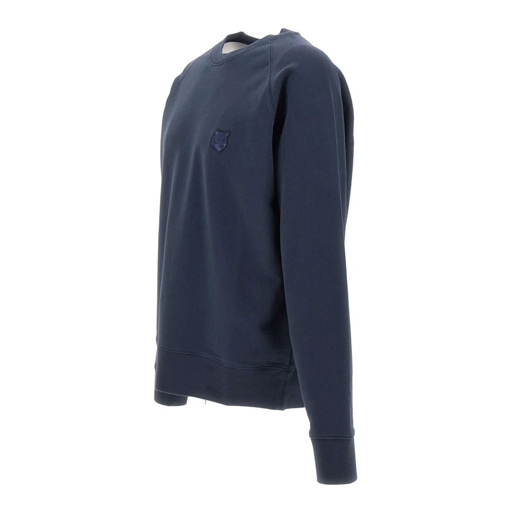 Maison Kitsuné Blauwe Katoenen Sweatshirt met Vos Logo Blue Heren