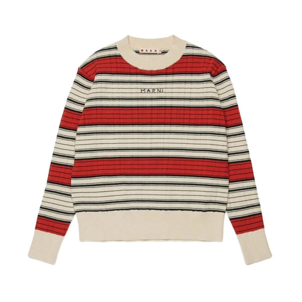 Marni Unisex Red Striped Crewneck Sweater