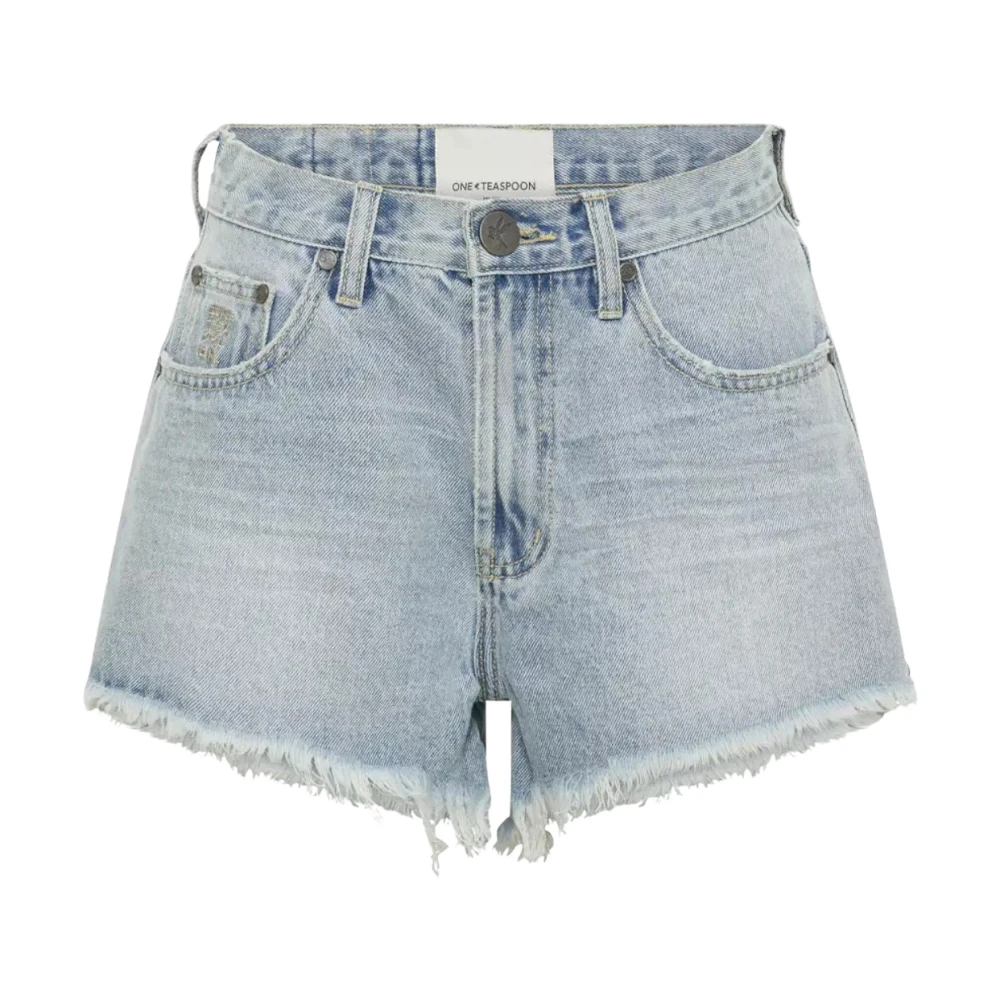 One Teaspoon Denim shorts met medium rise Blue Dames