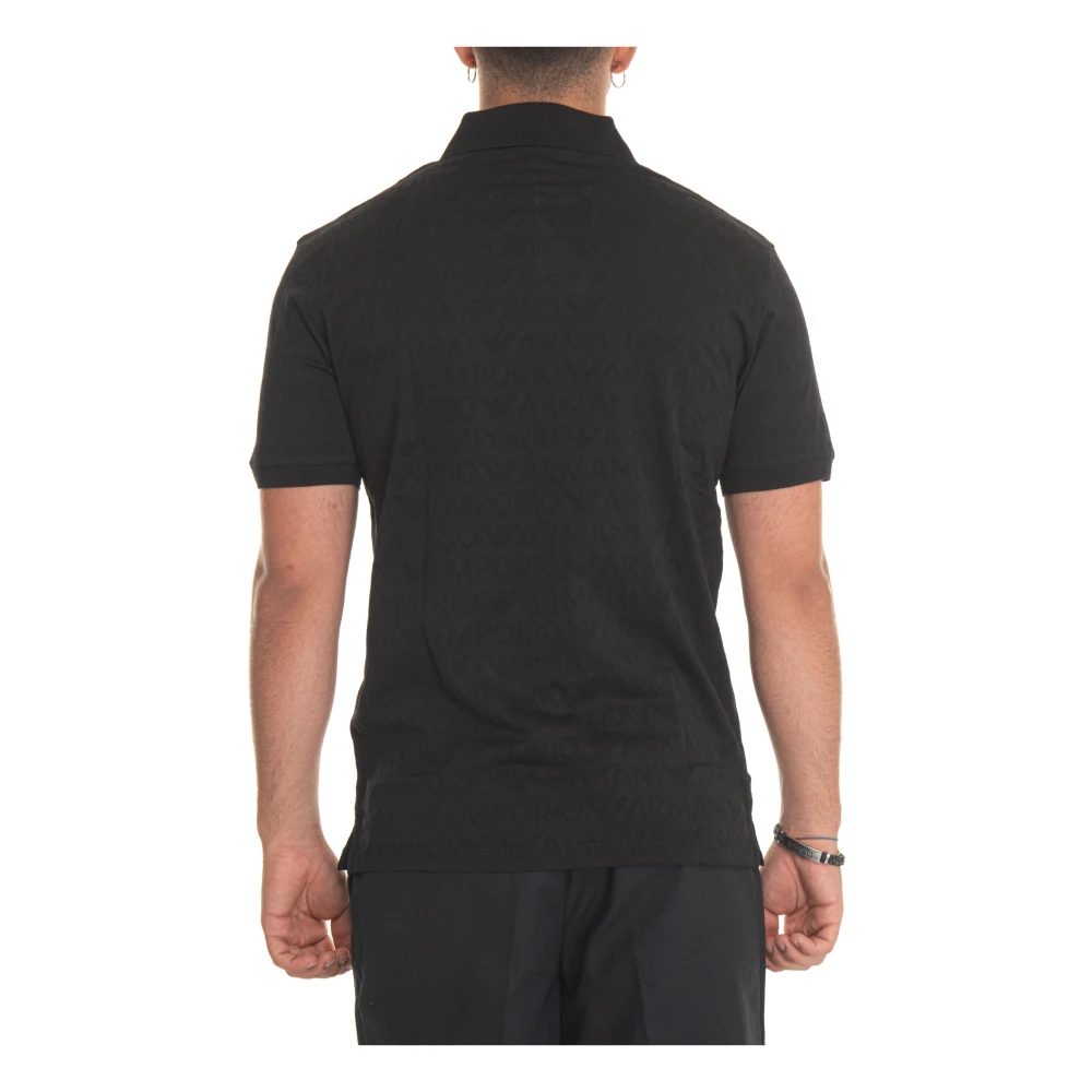 Emporio Armani Polo Shirt met Logo en 3 Knopen Black Heren