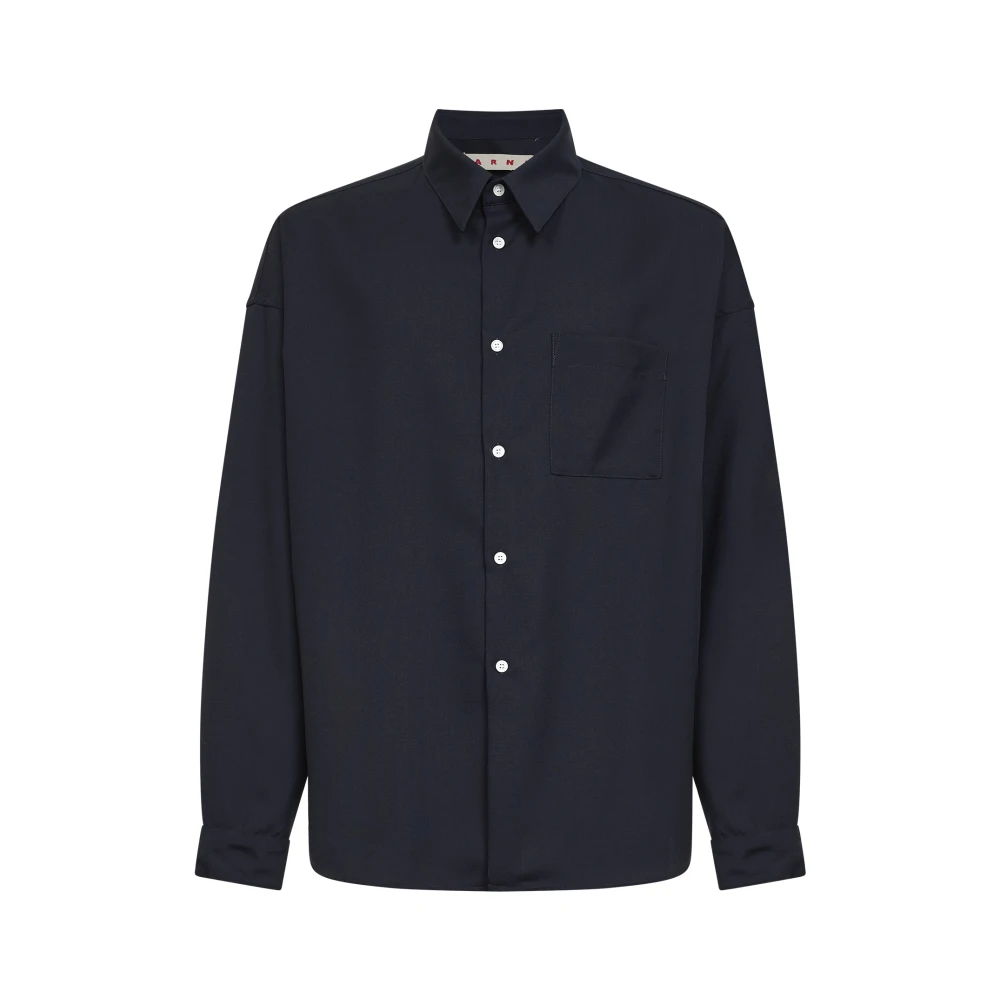 Marni Men's Blue Virgin Wool Shirt - Casual Shirts - M - Shirts