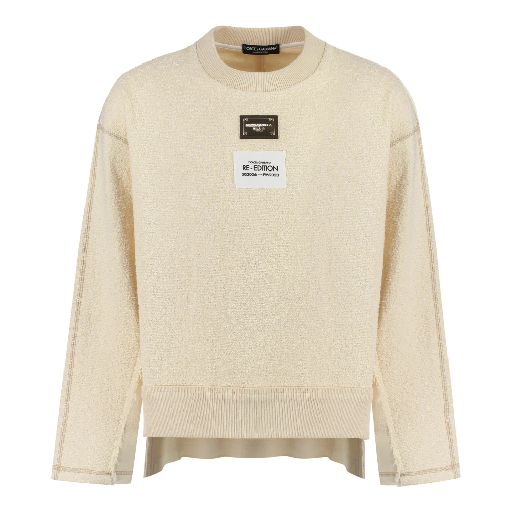 Dolce & Gabbana Logo detail katoenen sweatshirt Beige Heren