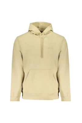 Beige Bomull Huvtröja med Ficka