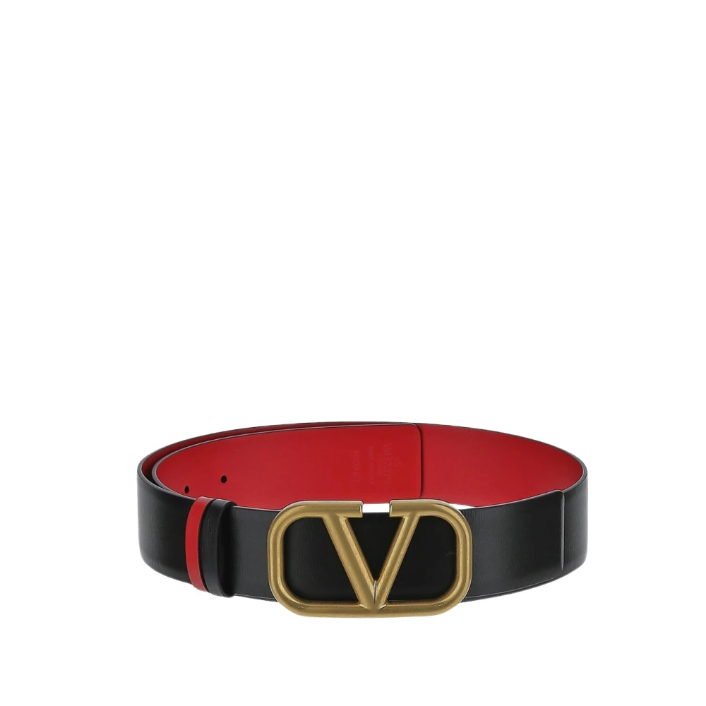 Valentino Garavani Zwart Leren Logo Riem Black Dames