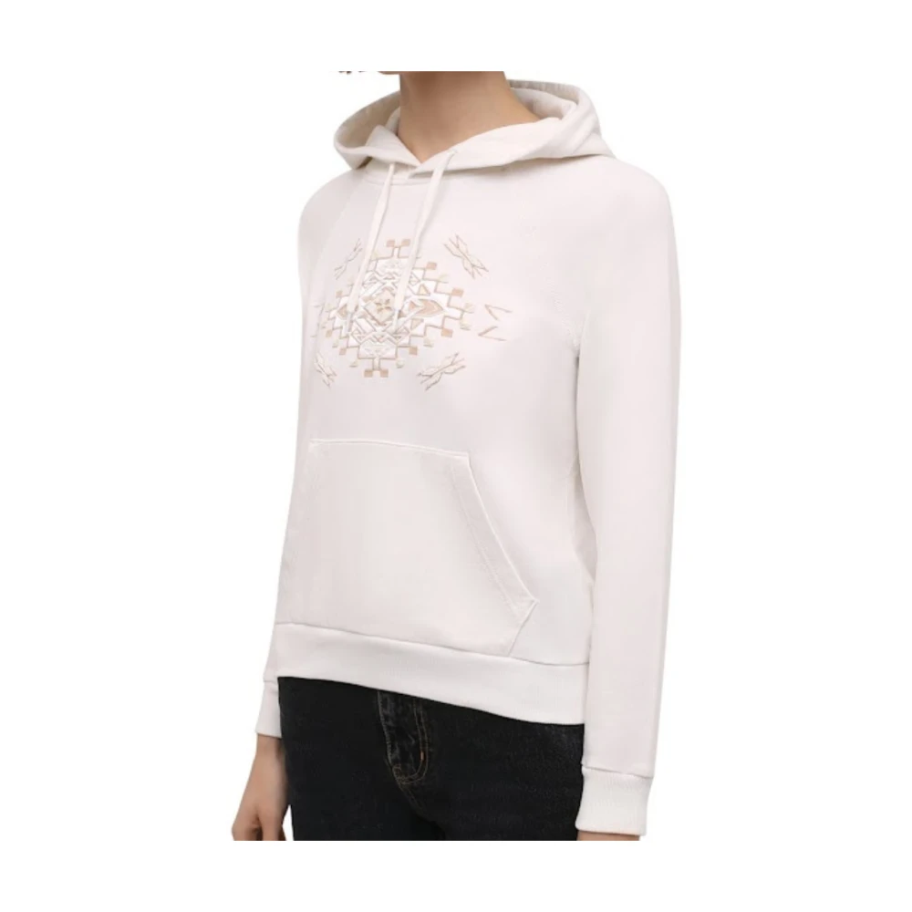 Polo Ralph Lauren Ecru Geborduurde Hoodie Sweatshirt Beige Dames