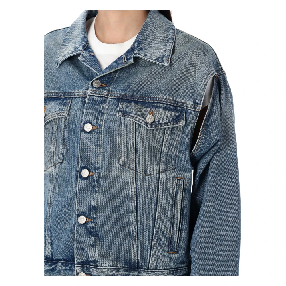 MM6 Maison Margiela Denim Jas met Unieke Mouwuitsnijding Blue Dames