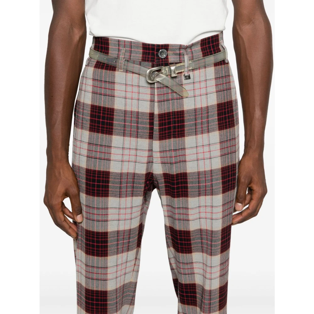 Vivienne Westwood Rode Geruite Patroon Slim Fit Broek Red Heren