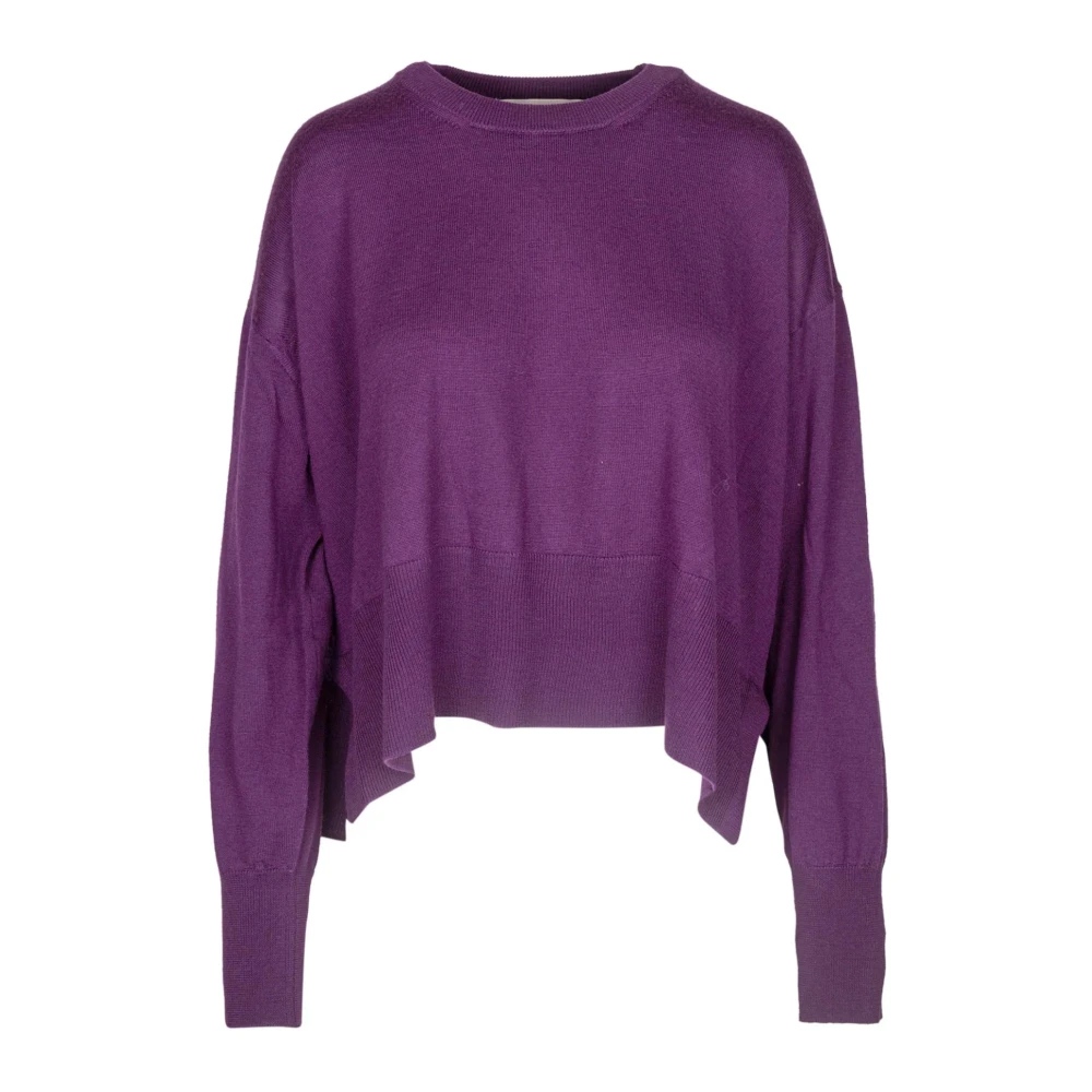 Jucca Wollen Ribtrui met Zijsplitten Purple Dames