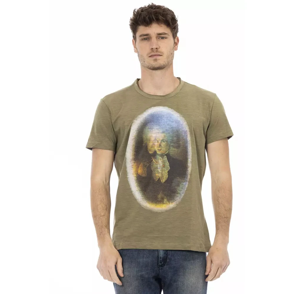 Trussardi Men's Green T-Shirts, 2XL, Cotton T-Shirt