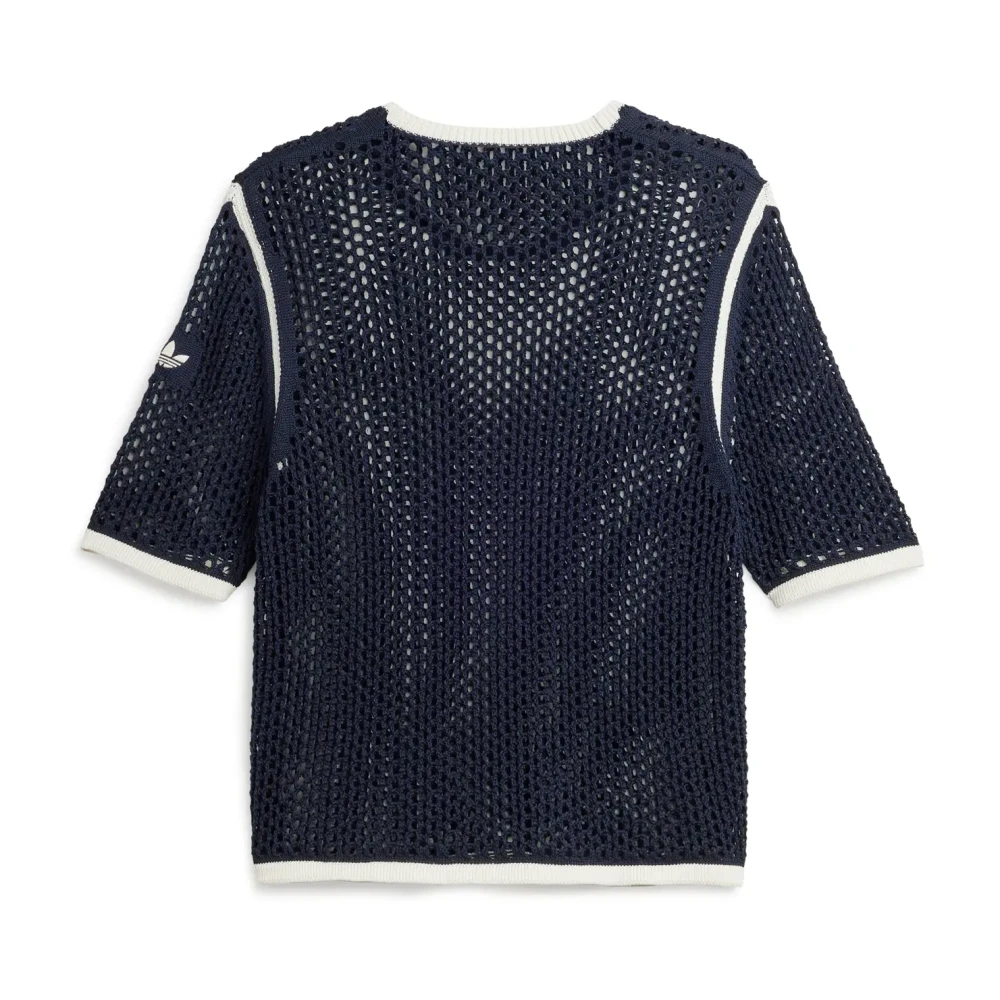 Adidas Men's Blue Knit T-Shirt With Mesh Design - Training T-Shirts & Tops - S - Sport