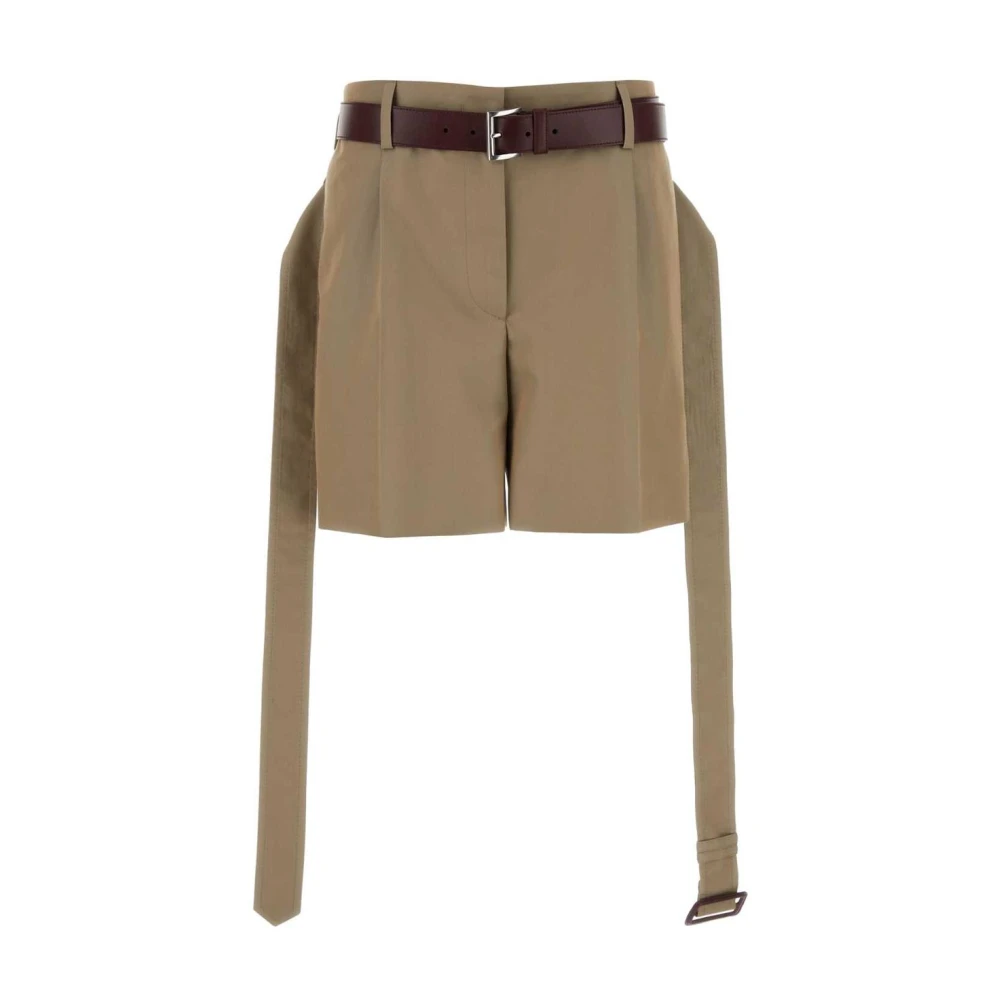 Prada Beige Pleated Belted Shorts