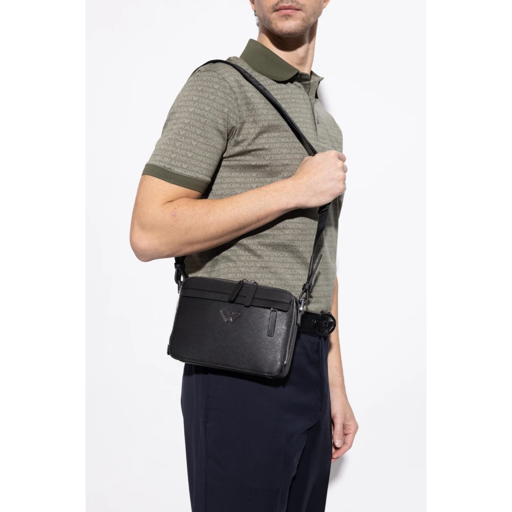 Emporio Armani Schoudertas met logo Black Heren