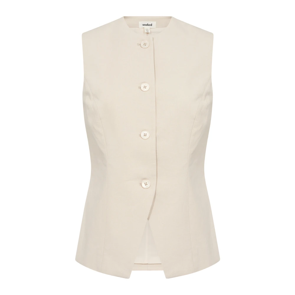 Soaked in Luxury Elegant Slim-Fit Vest Ancient Scroll Beige Dames