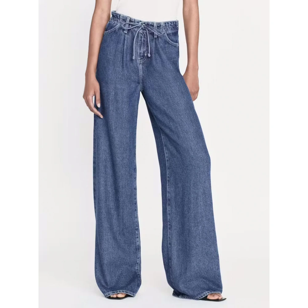Frame Wide Leg Drawstring Jeans Ghost Blue Dames