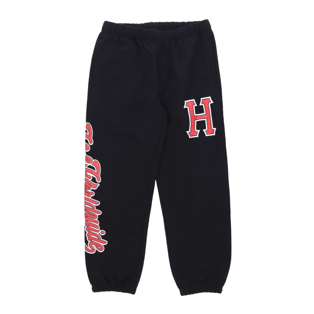 HUF Zwarte Fleece Sweatpants met Elastische Taille Black Heren