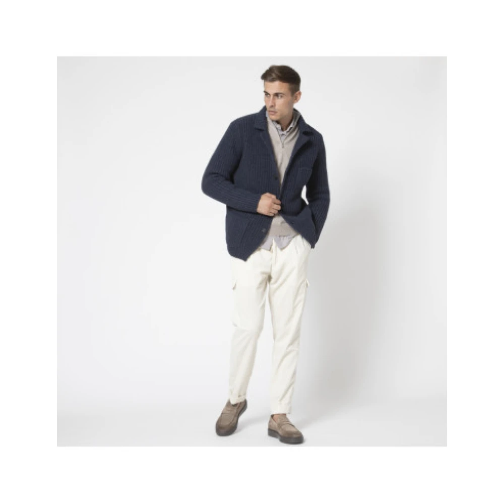 Gran Sasso Marineblauwe Gebreide Cardigan Blue Heren