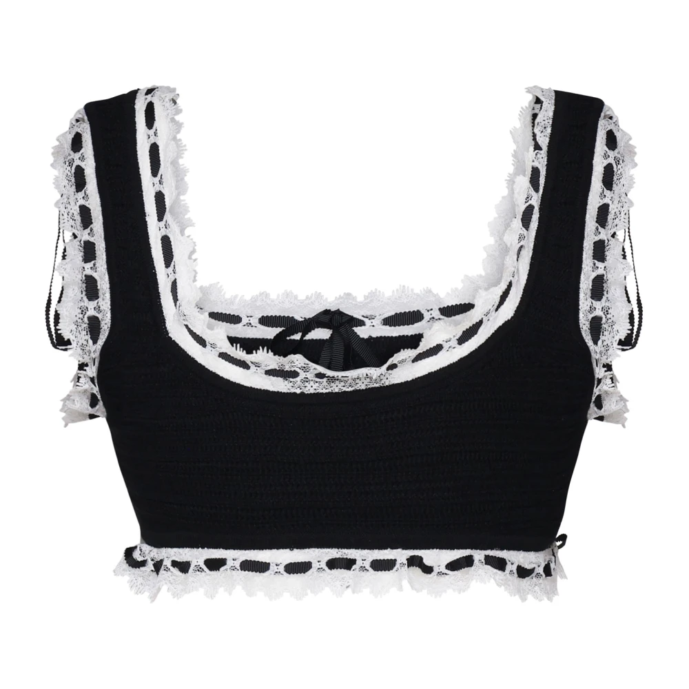 For Love & Lemons Gerimpelde Strap Crop Top Black Dames