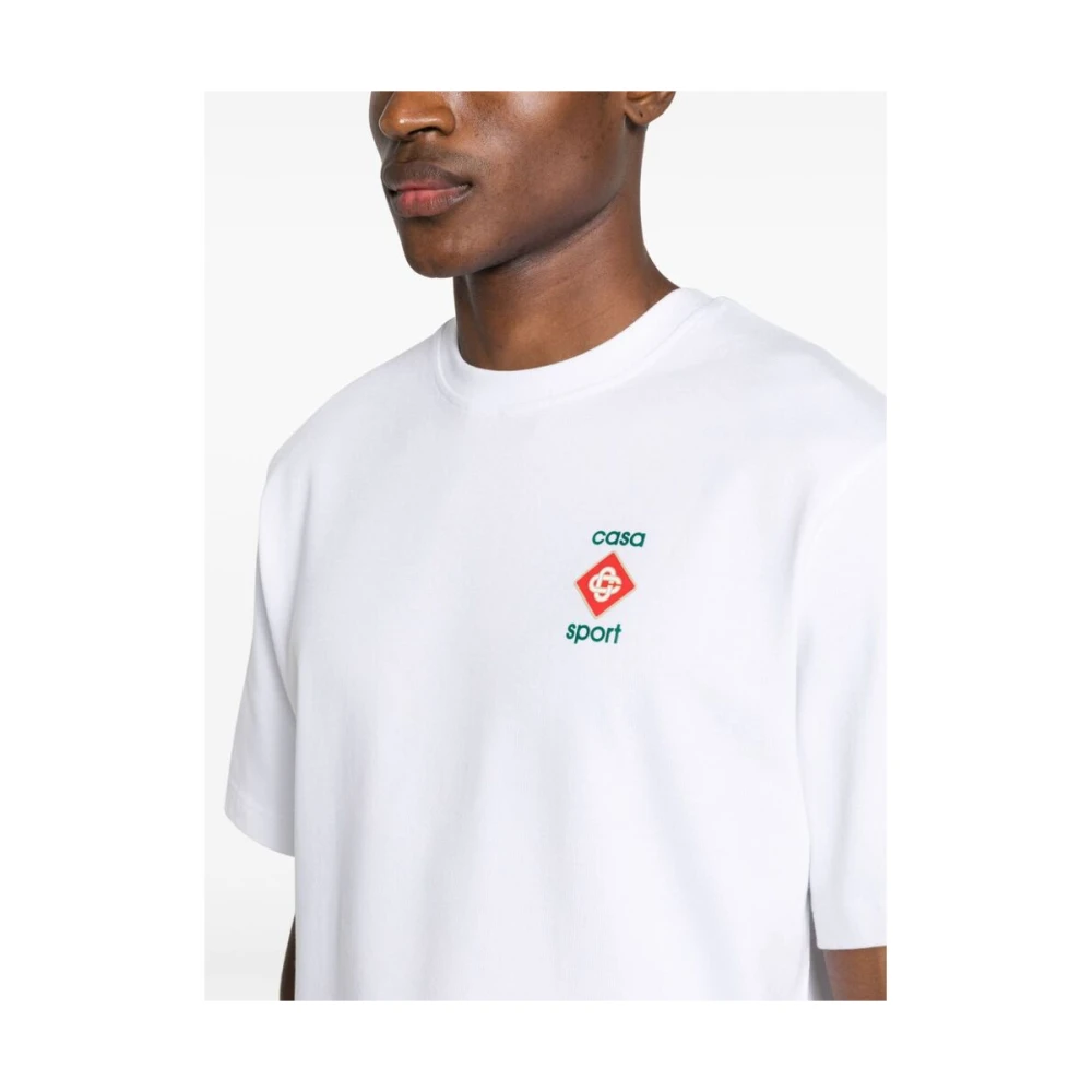 Casablanca Biologisch Katoenen T-shirt met Ronde Hals White Heren