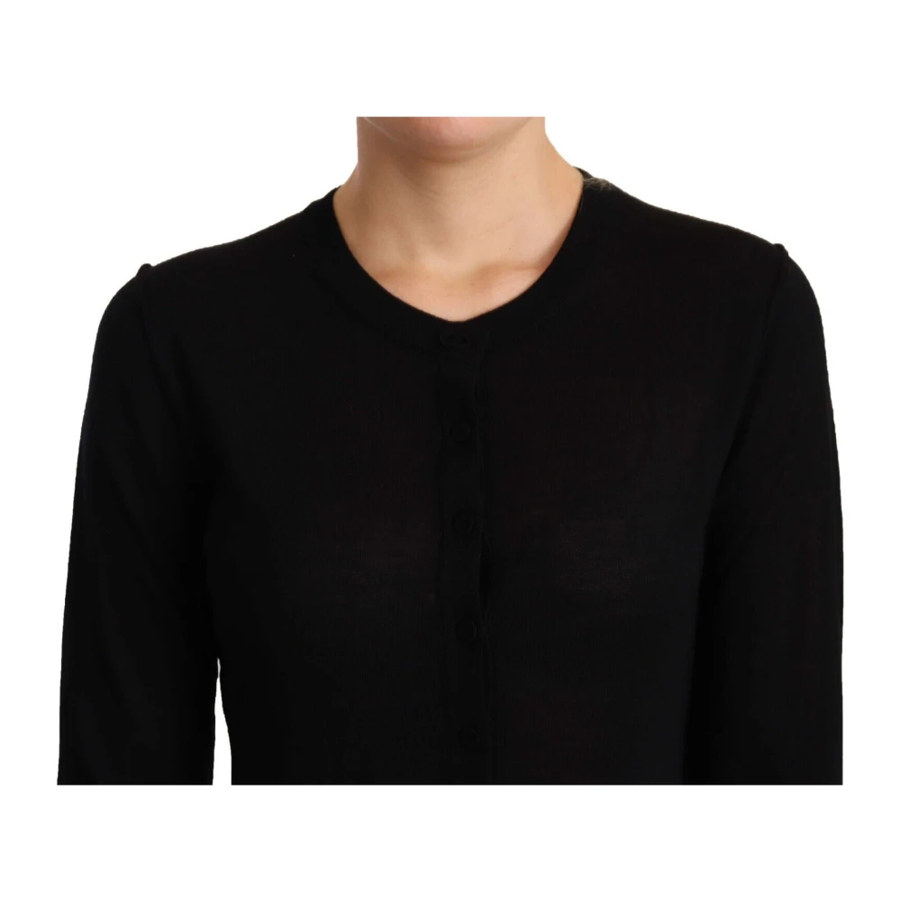 Dolce & Gabbana Elegante wollen trui met ronde hals Black Dames