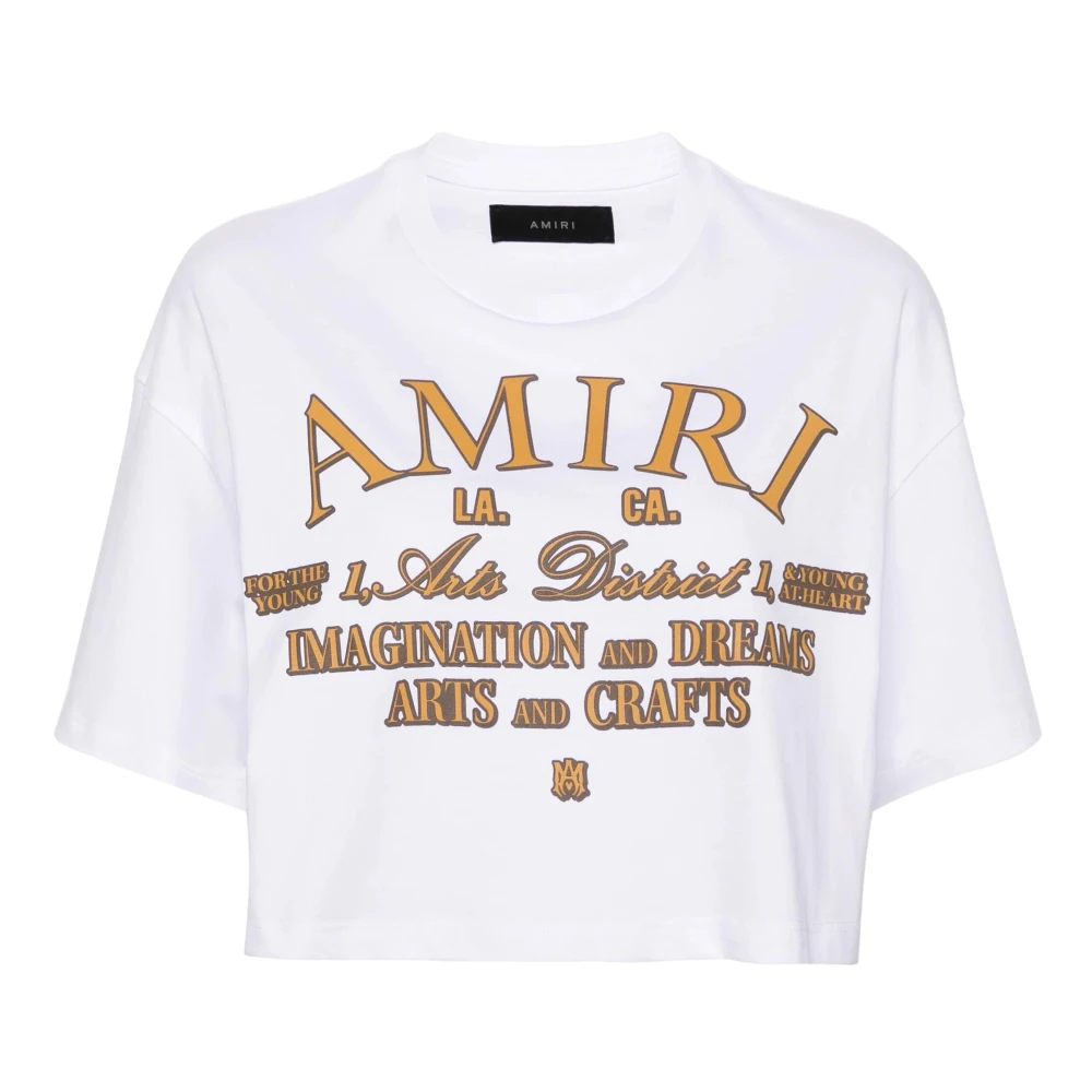 Amiri Cropped Tee met Logo Print White Dames
