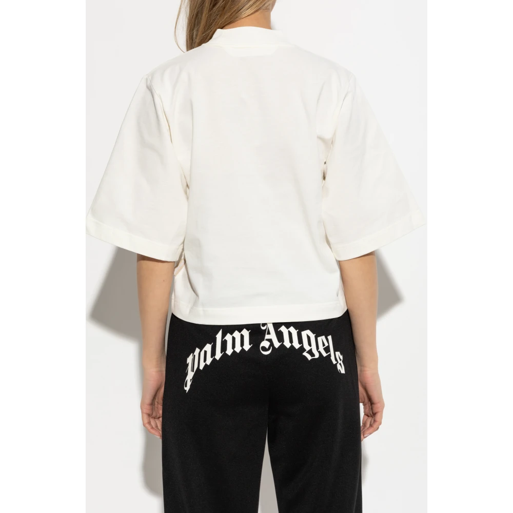 Palm Angels T-shirt met logo Beige Dames