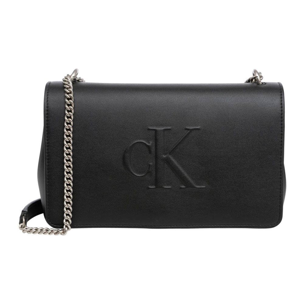 Calvin Klein Jeans Eenvoudige Schoudertas met Logo Black Dames