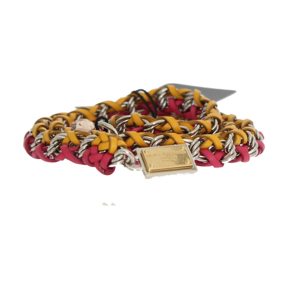 Dolce & Gabbana Multicolor Belts, Female, S, Red Yellow Leather Crystal Belt