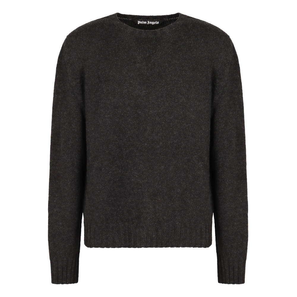 Palm Angels Contrast Logo Wollen Pullover Gray Heren